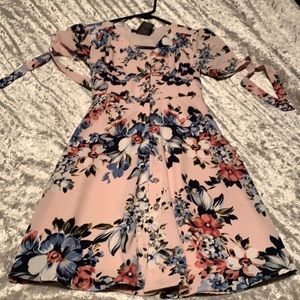 Girls size 8 dress, Xtraordinary brand. Light pink with flowers. Buttons.